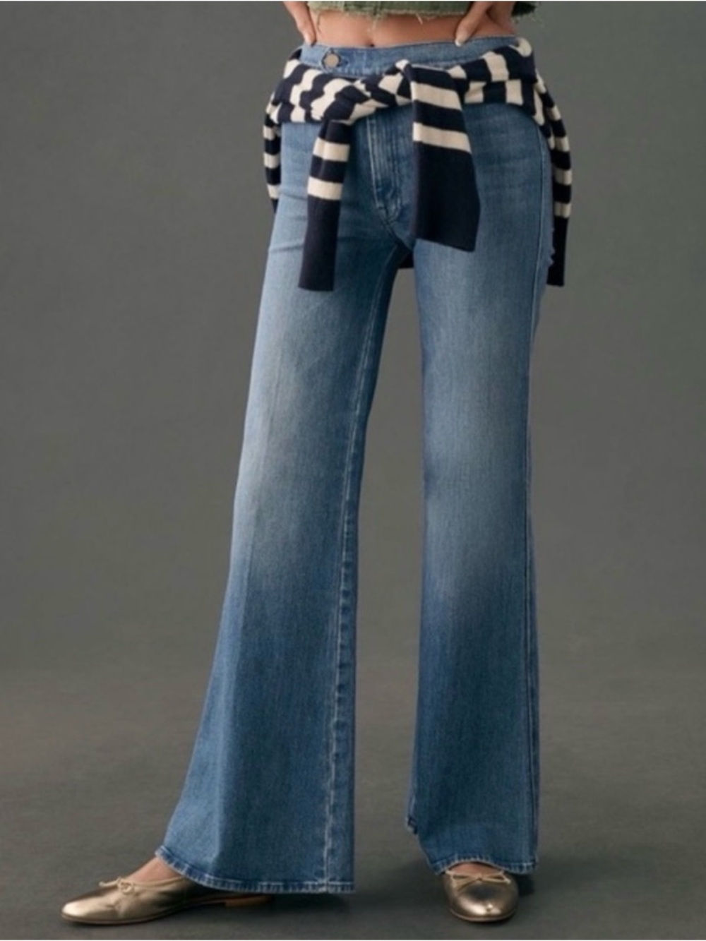 MOTHER Wide-Leg High-Rise Jeans in Medium Blue Wash